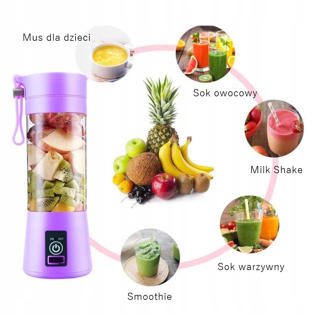 BLENDER TURYSTYCZNY USB 380ML FIOLETOWY Przenośny Marka inna marka