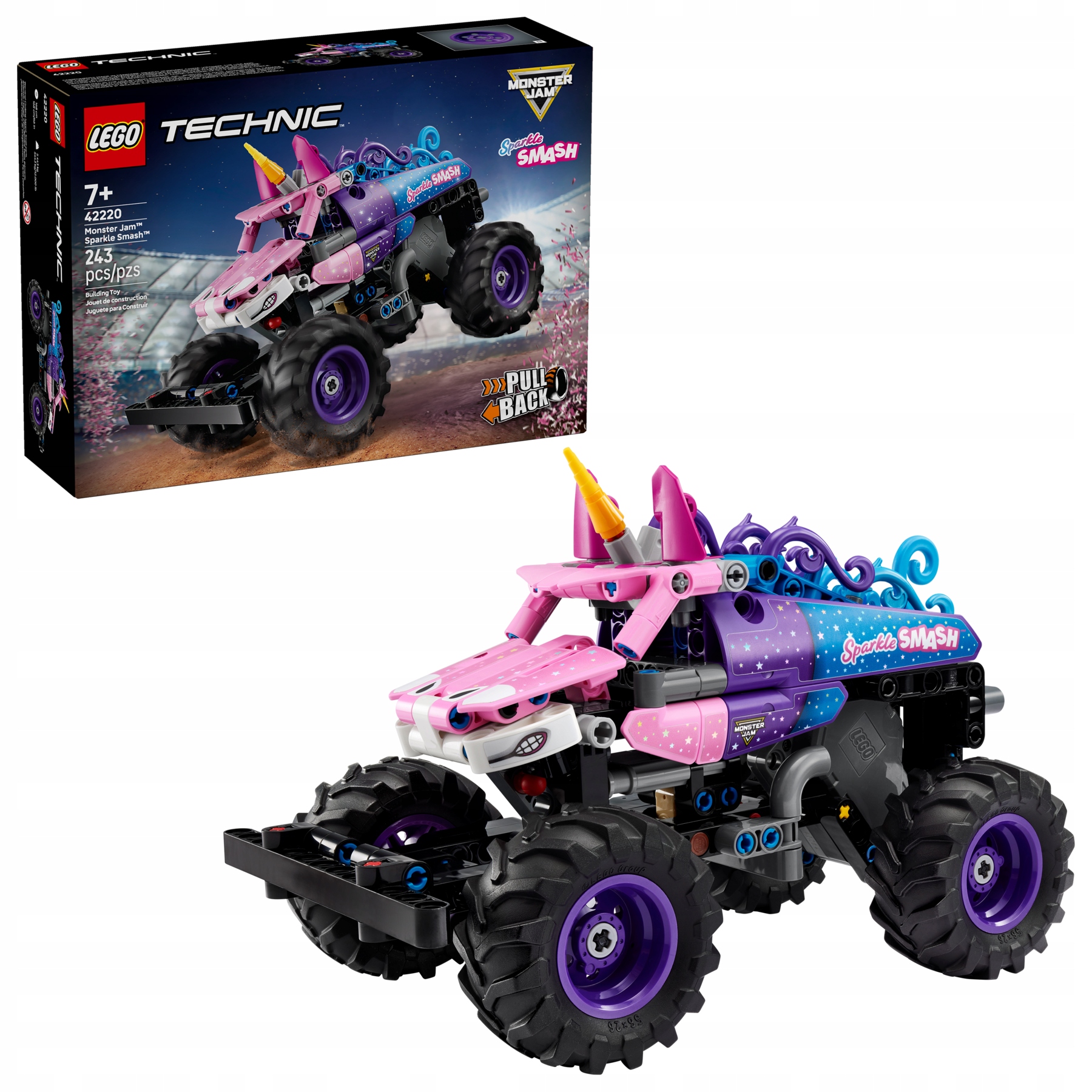 Lego Technic 42220 Monster Jam Sparkle Smash Pull-back pohon Jednorožec