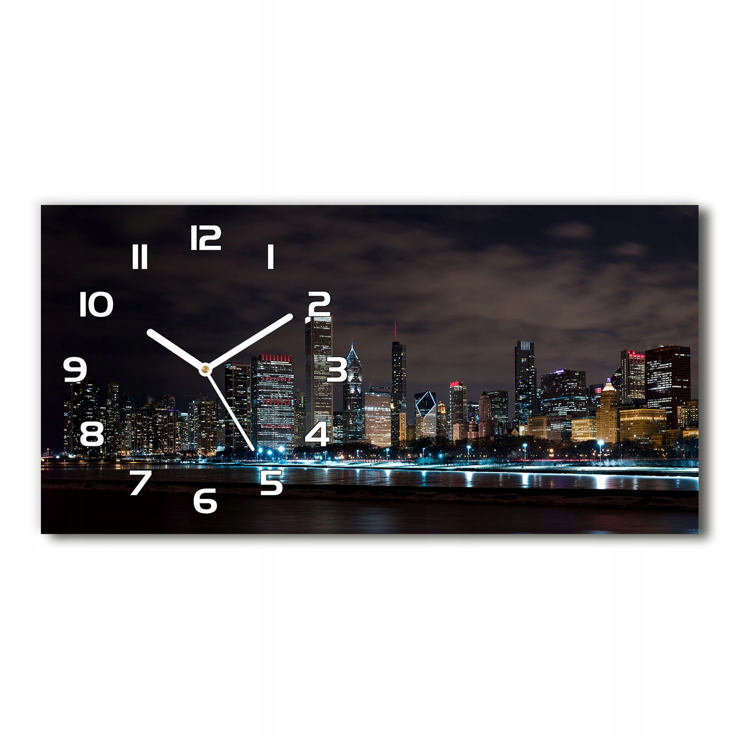 

Zegar ścienny szklany cichy Chicago nocą 60x30 cm