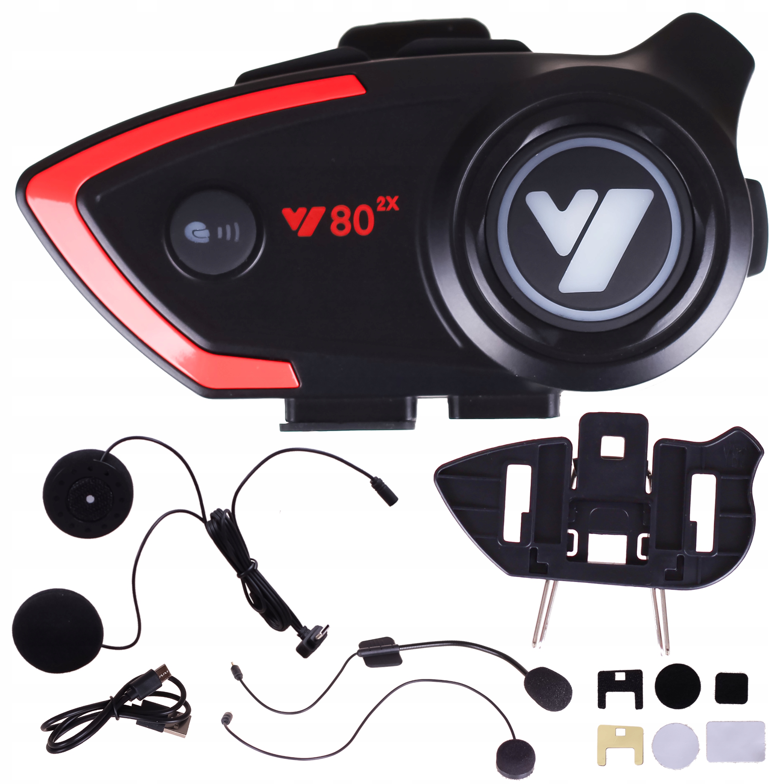 Motocyklový Interkom V80 Bluetooth Reproduktory podpora hlasového asistenta