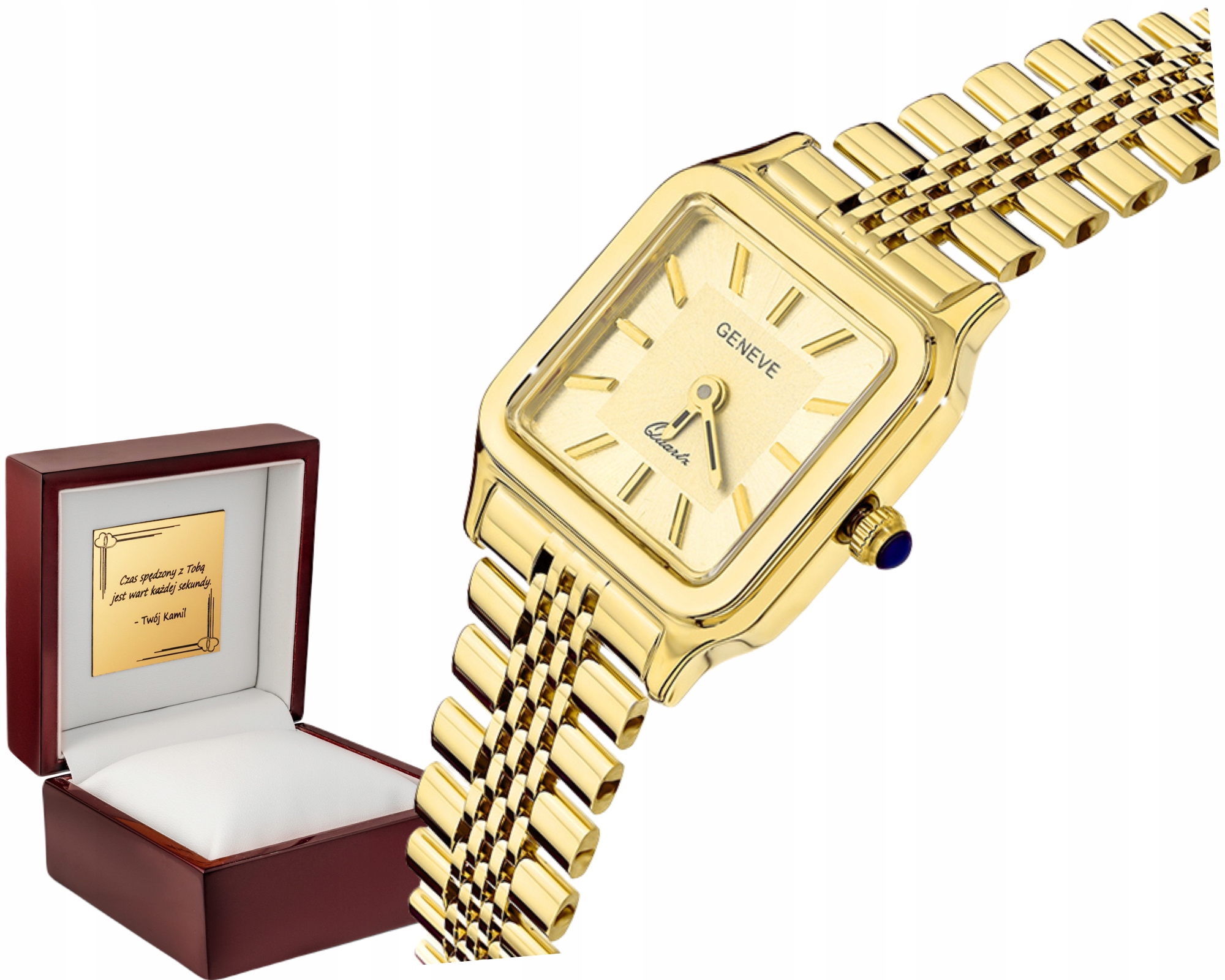 Zlatý čtvercový ciferník III Zlato 585 jako Dárek Gravírování