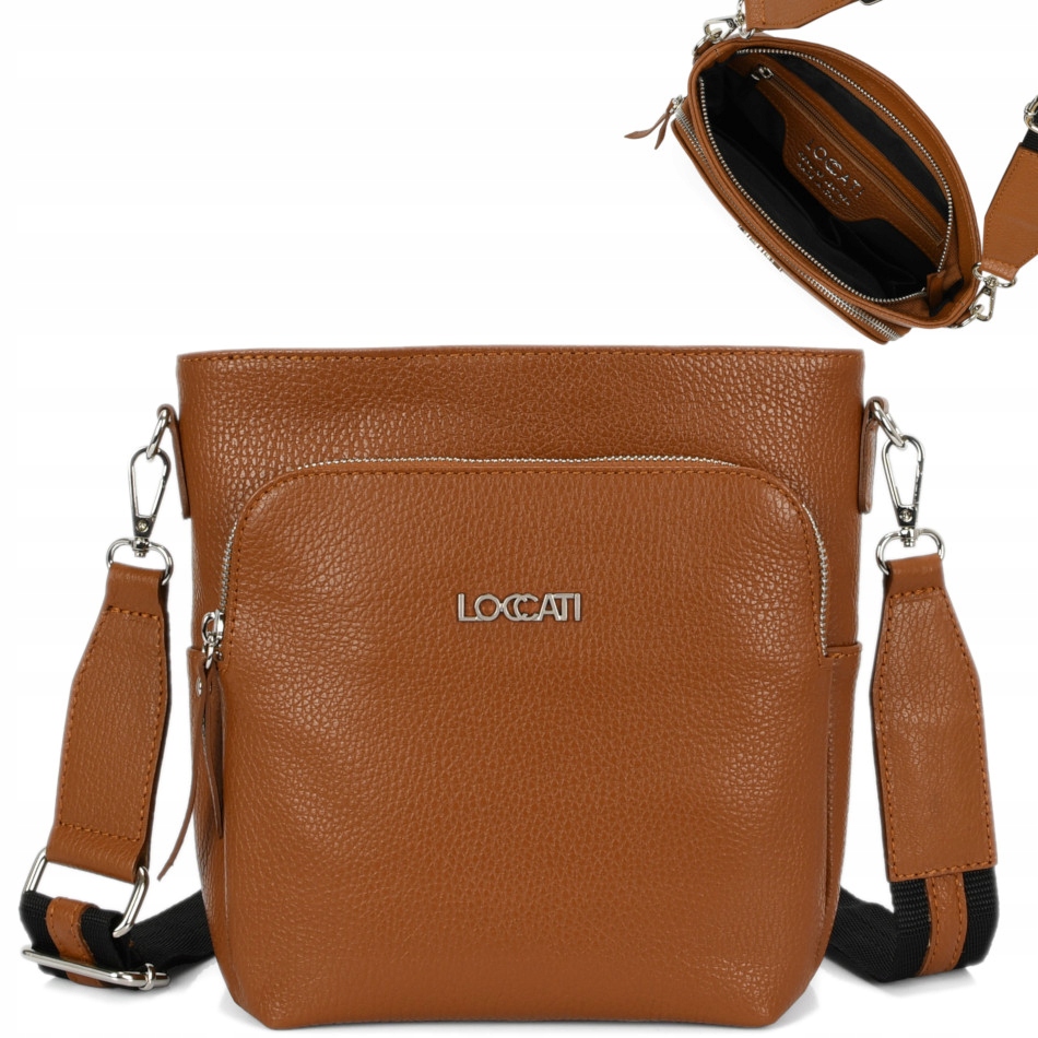 

Torebki Loccati listonoszki damskie skórzane camel