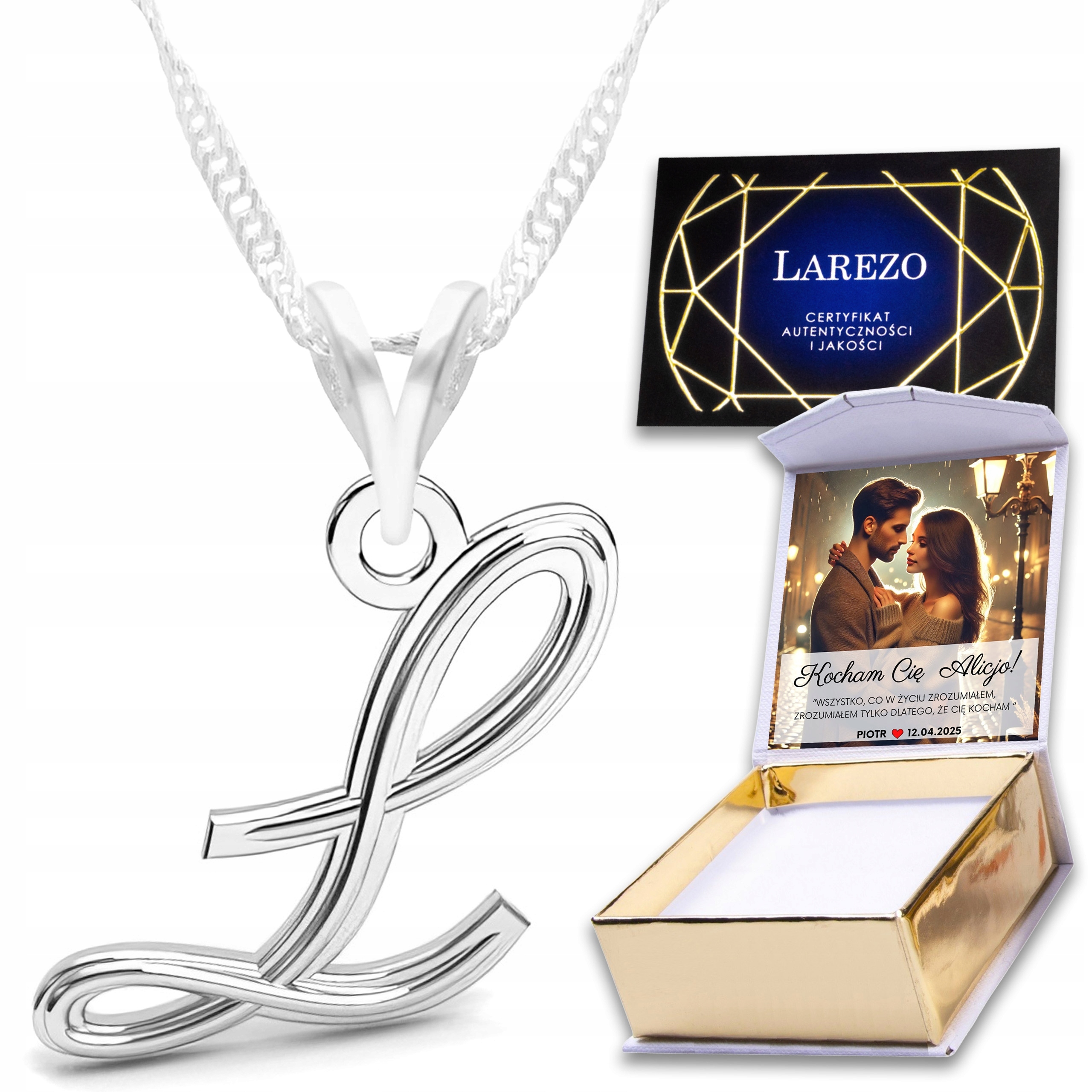 Stříbrný náhrdelník Písmeno L Abeceda Jméno Iniciál Písmeno Stříbro 925 Potisk