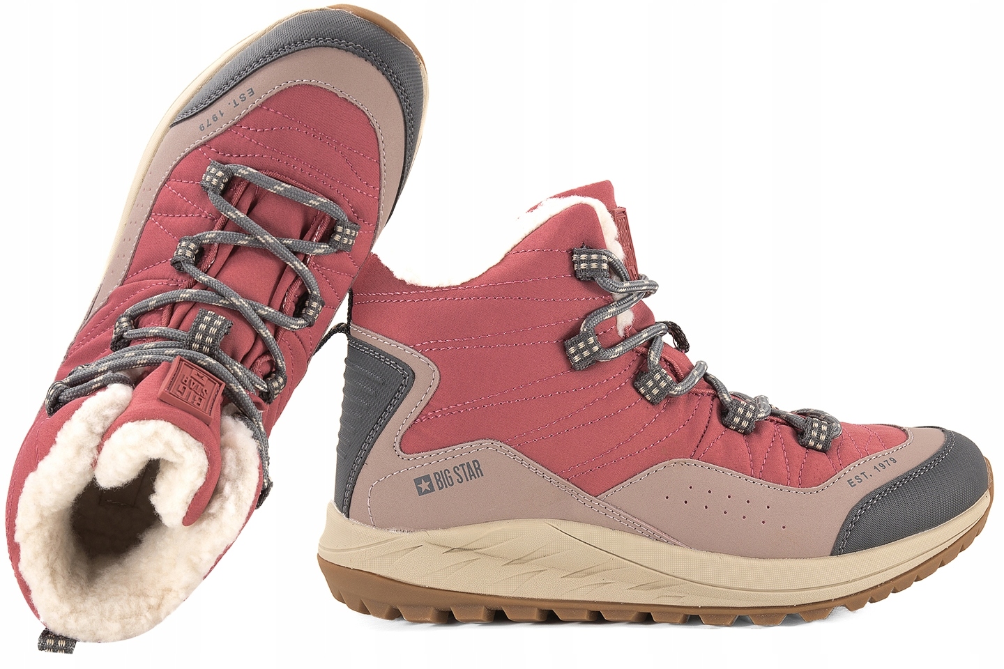 Big Star OO274A065 Zimní Boty Kotníkové Boty Trapery Zateplené Sněhule 36 Růžová