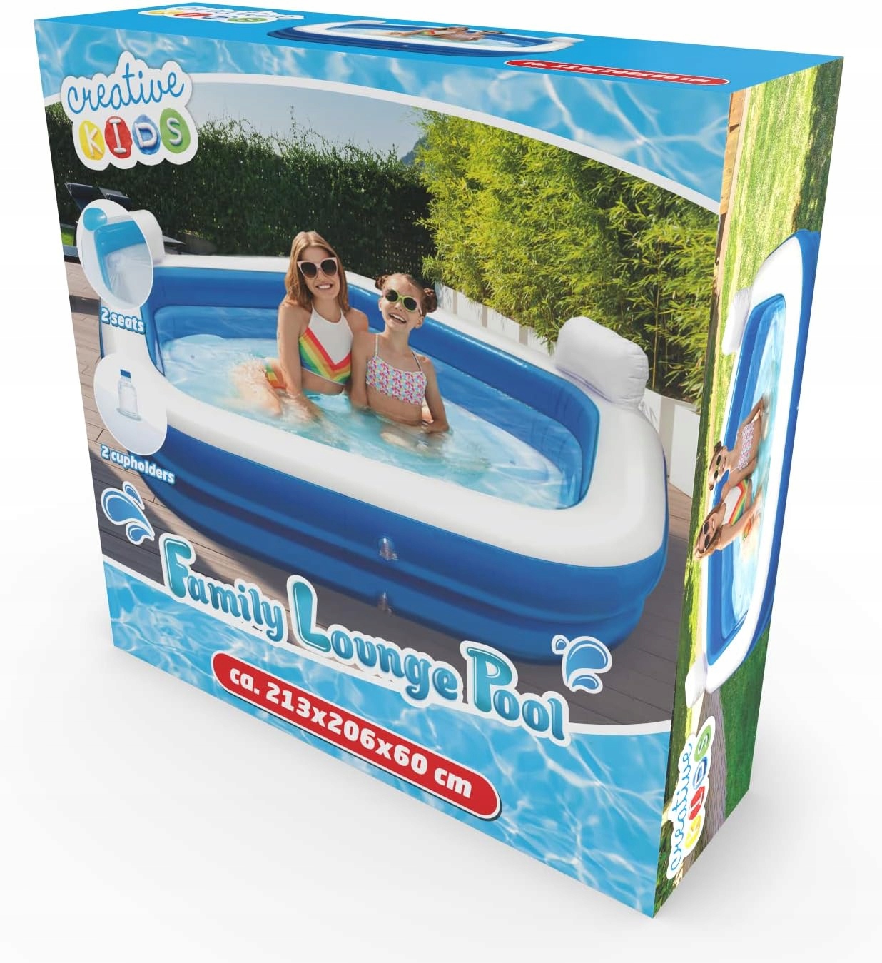 Basen Dmuchany Ogrodowy 213x206cm 2 Siedzenia 2 Poduszki Creative Kids