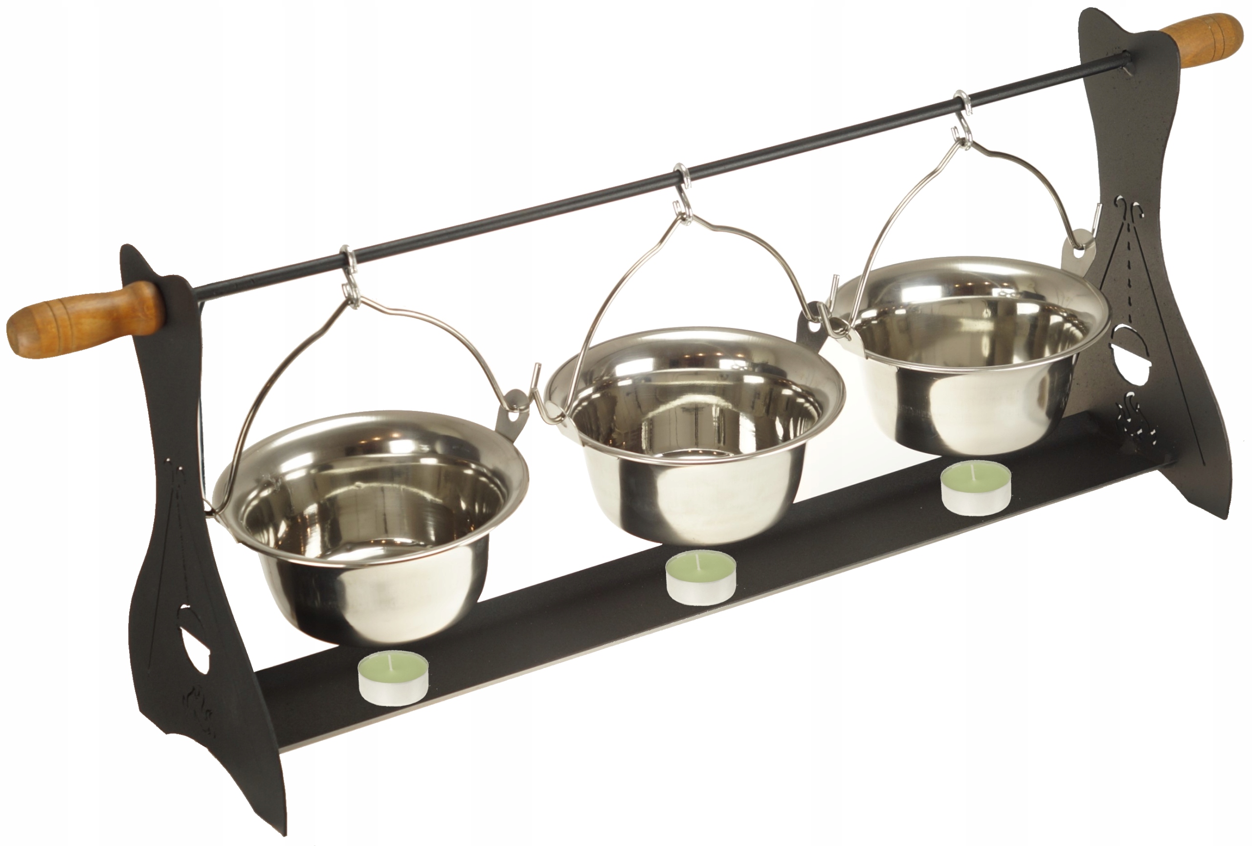 Maďarský Kotlík Velký Nerezový Zdobený 3 Misky Ohřívač