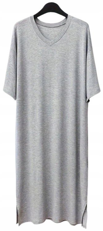 Pánská Noční Košile Příjemná Na Dotek Elastická Viskóza Šedá Košile S