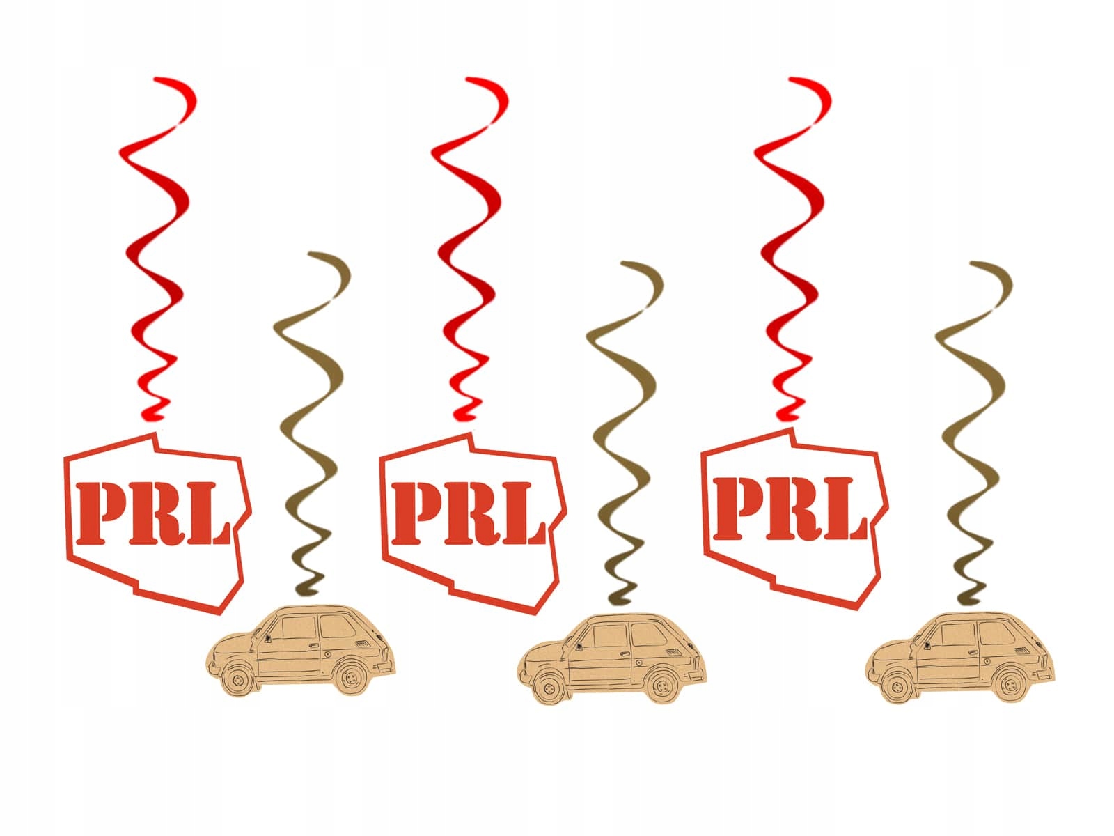 Dekoracja wisząca urodzinowa PRL - 6 szt Świderki