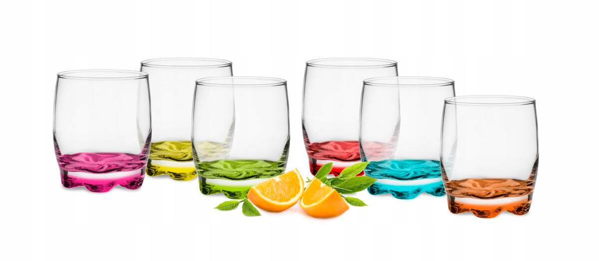 

Szklanki na Drink Sok Kolorowe Dna 250 ml 6szt