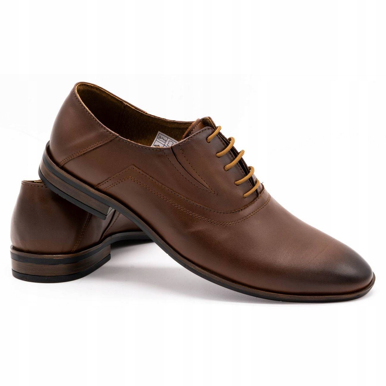 BUTY WIZYTOWE MĘSKIE SKÓRA POLSKIE 291 BRĄZ 42 Rozmiar 42