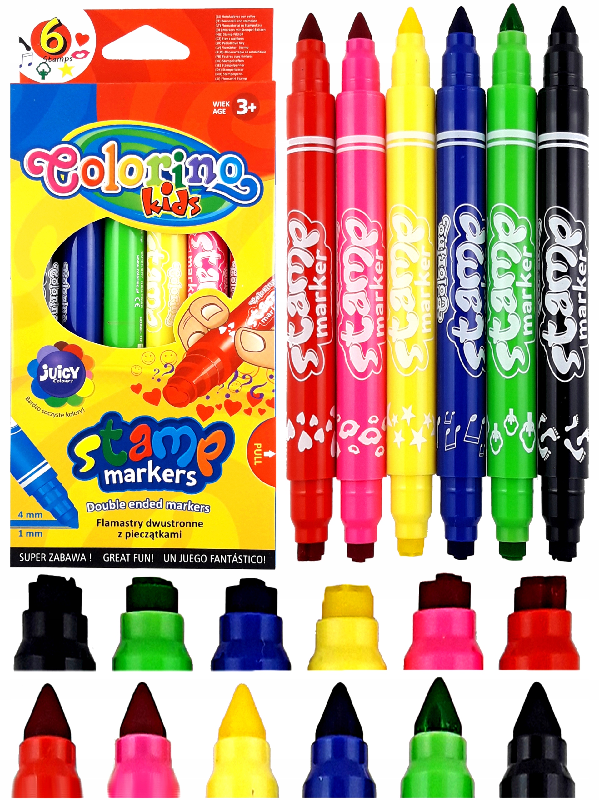 FLAMASTRY DWUSTRONNE Z PIECZĄTKAMI 6 SZTUK-6122