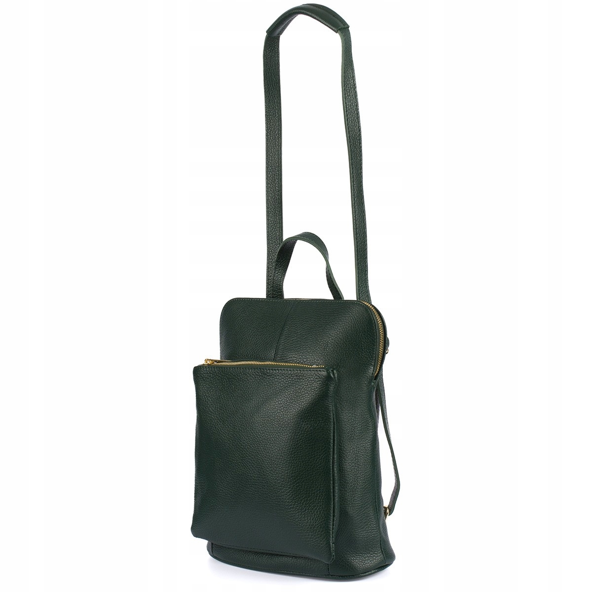 Kožený batoh, taška 2v1, elegantní, A4, italský, prostorný, tmavě-zelený