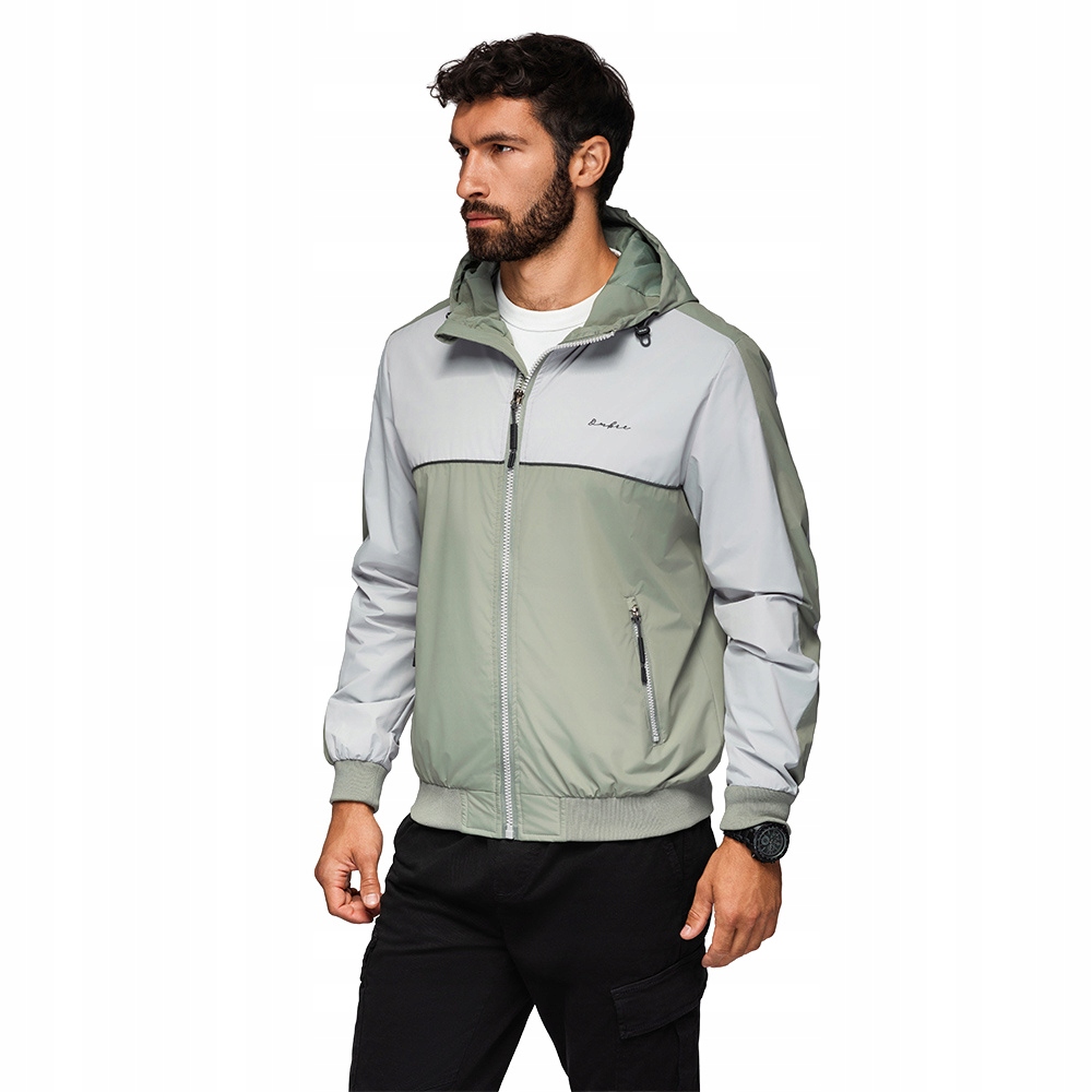 Pánská kontrastní větrovka olivově šedá V3 OM-JANP-0228 vel. XXL