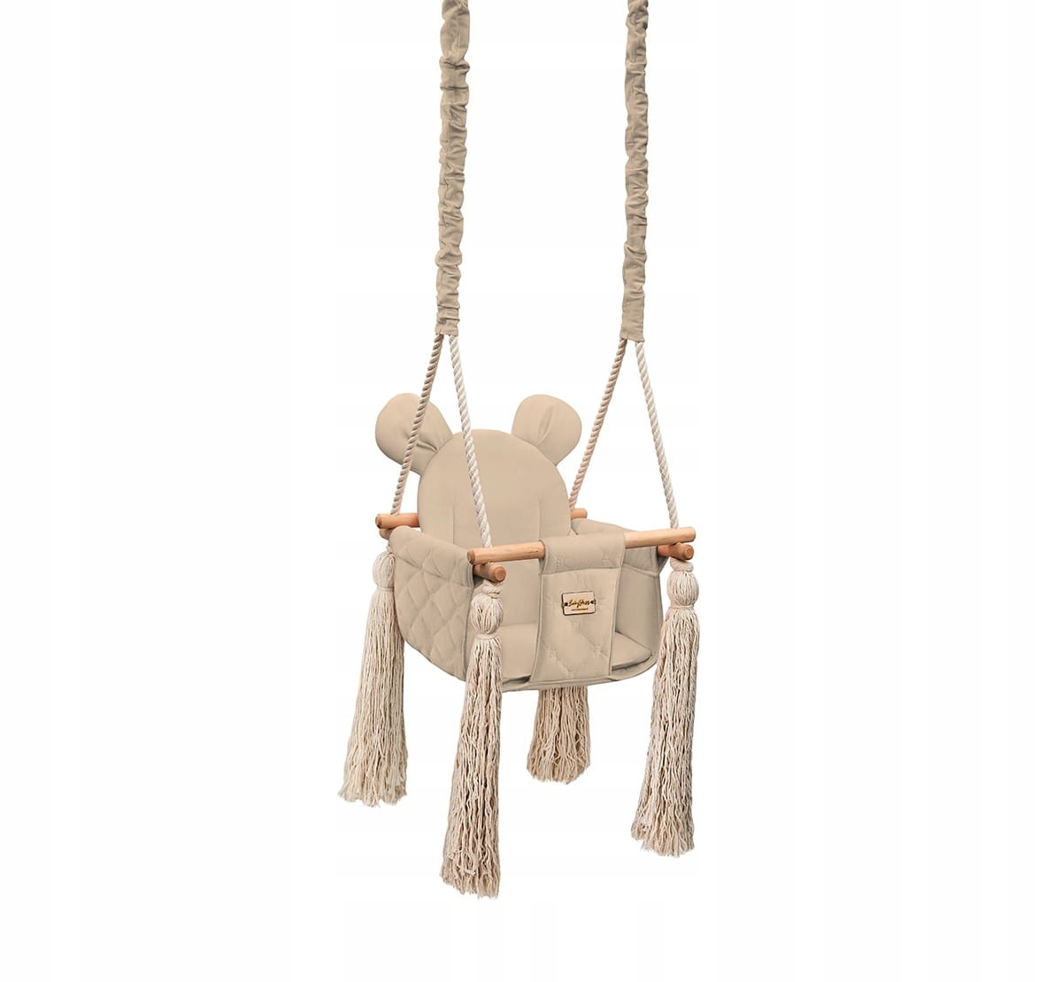 HUŚTAWKA DO DOMU DLA DZIEC 6 MSC+ BEŻOWA BABYSTEPS LINY 1,9 M