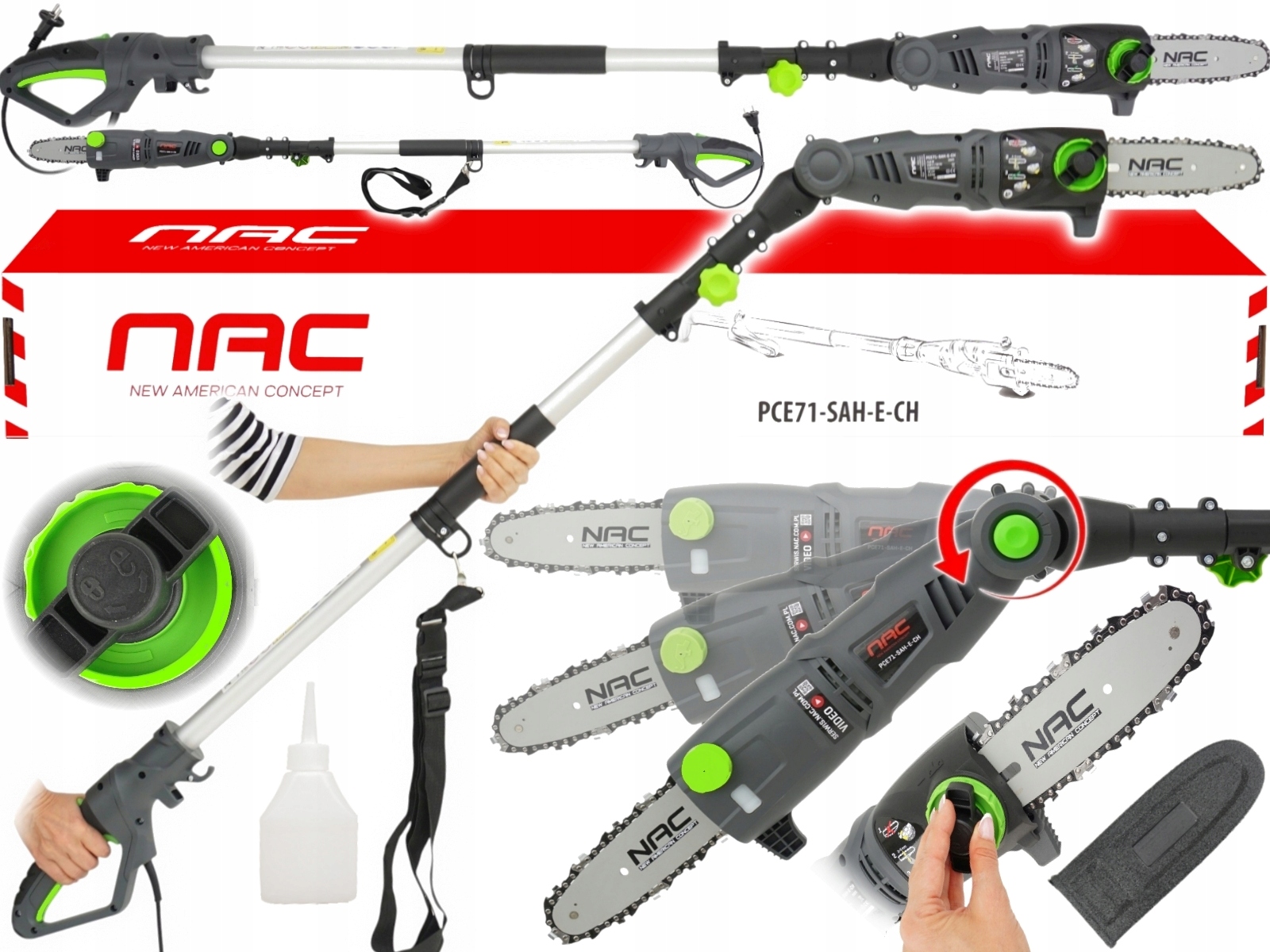 Nac Piła Elektryczna Na Wysięgniku Do Gałęzi Okrzesywarka Gałęziówka PCE71