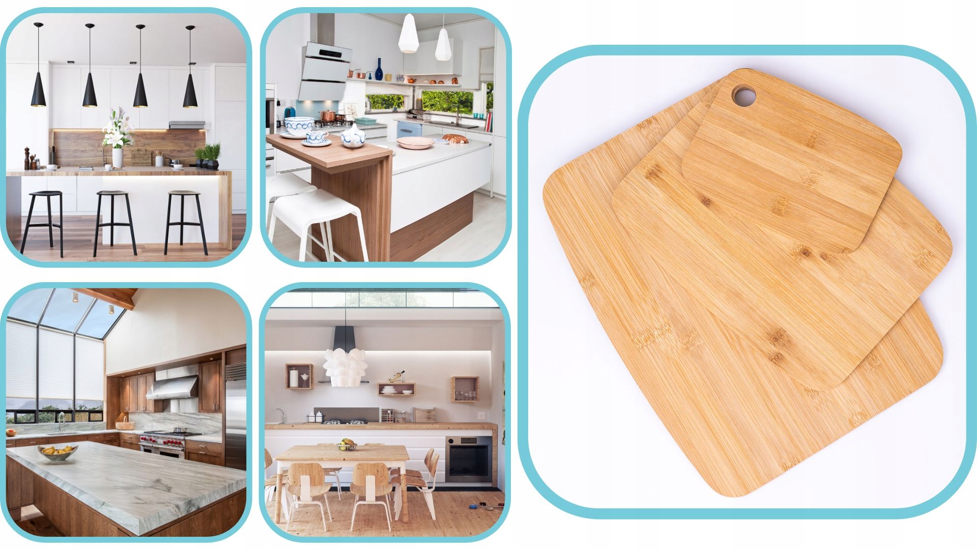 ZESTAW Bambusowych DESEK DO KROJENIA 3SZT Długość 38 cm