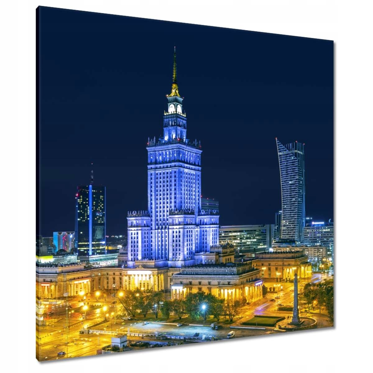 Obrazy 90x90 Varšava v noci Palác