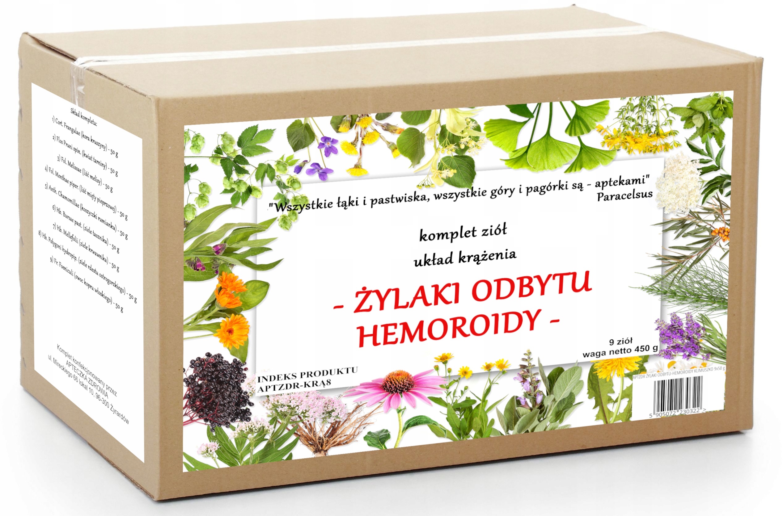 Hemoroidy komplet ziół na Żylaki Odbytu 450 g tradycyjna receptura