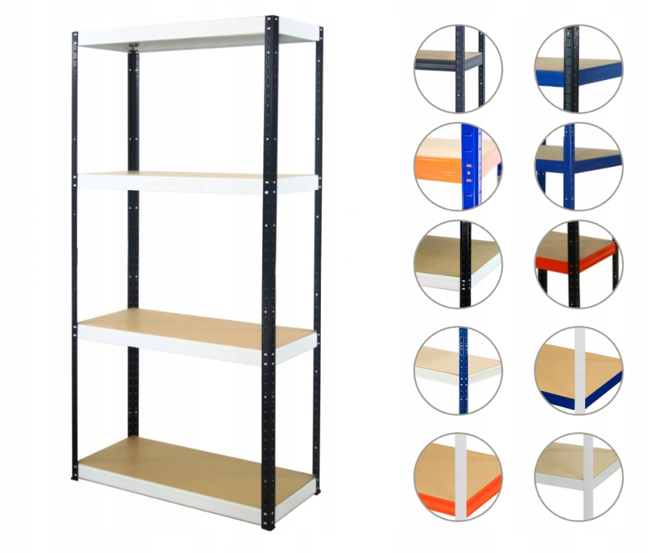 Kovový regálový garážový skladový regál Helios Hbw 180x120x50 4x350 kg