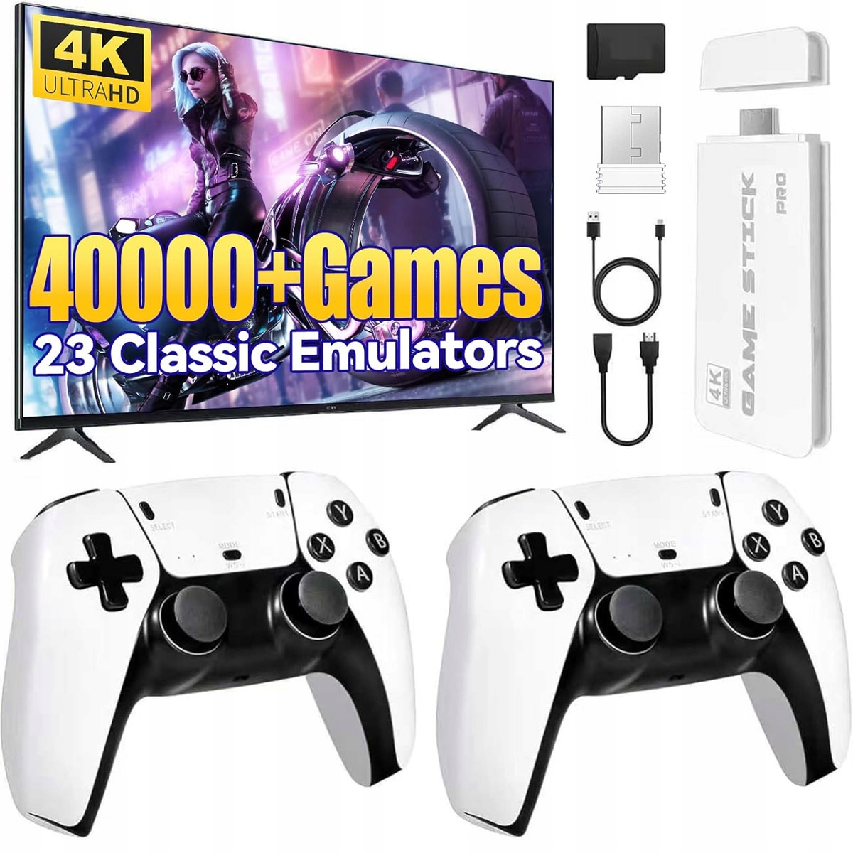 Konsola Retro Gra Telewizyjna Hdmi 23 Emulatorów 20000 Gier 2 Pady 64 Gb