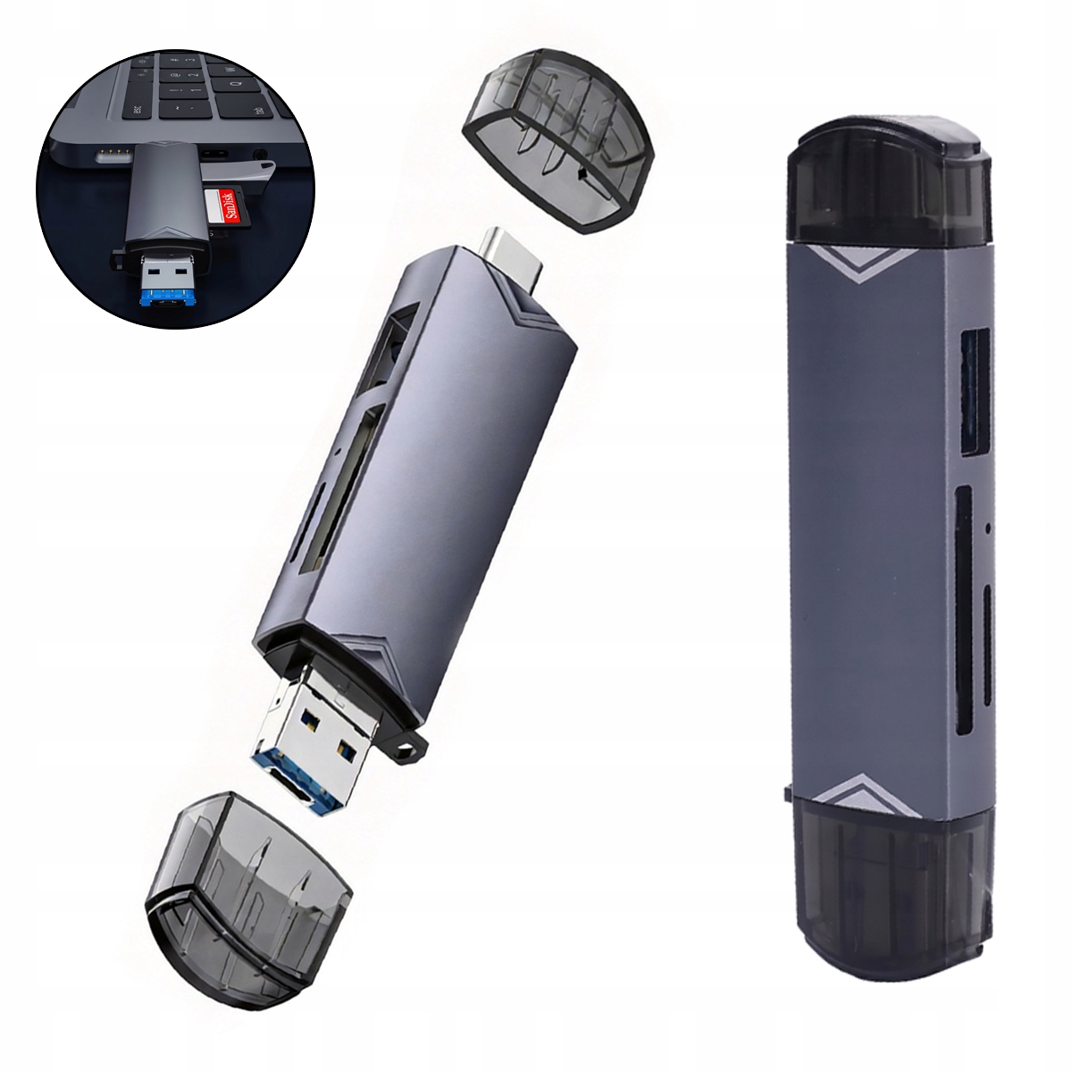 Czytnik Kart 6w1 Adapter Usb Usb-c Sd MicroSD 6 W 1