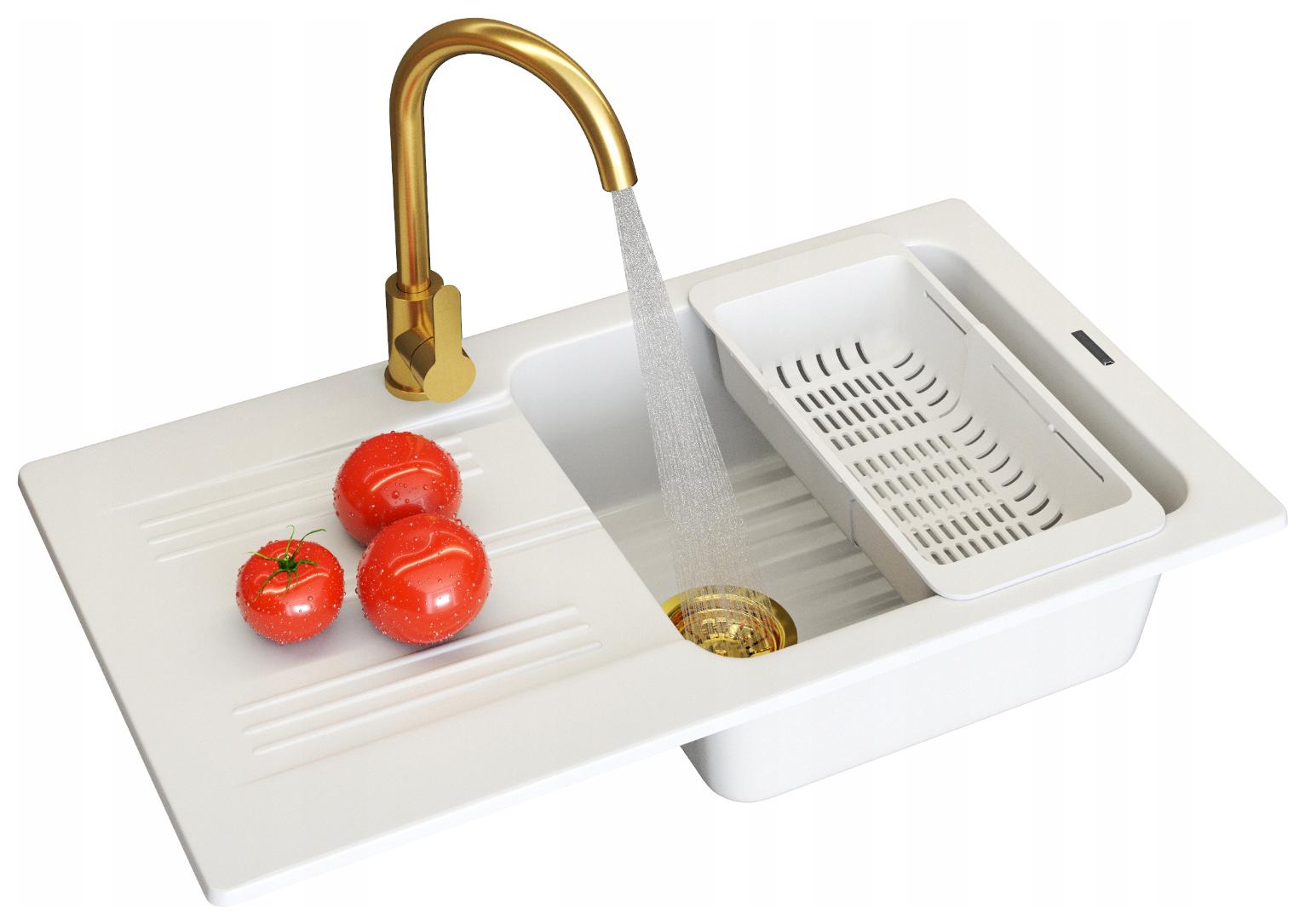 Dřez Dřez Bílý Ada Jednokomorový Dřez 5v1 se sifonovou baterií