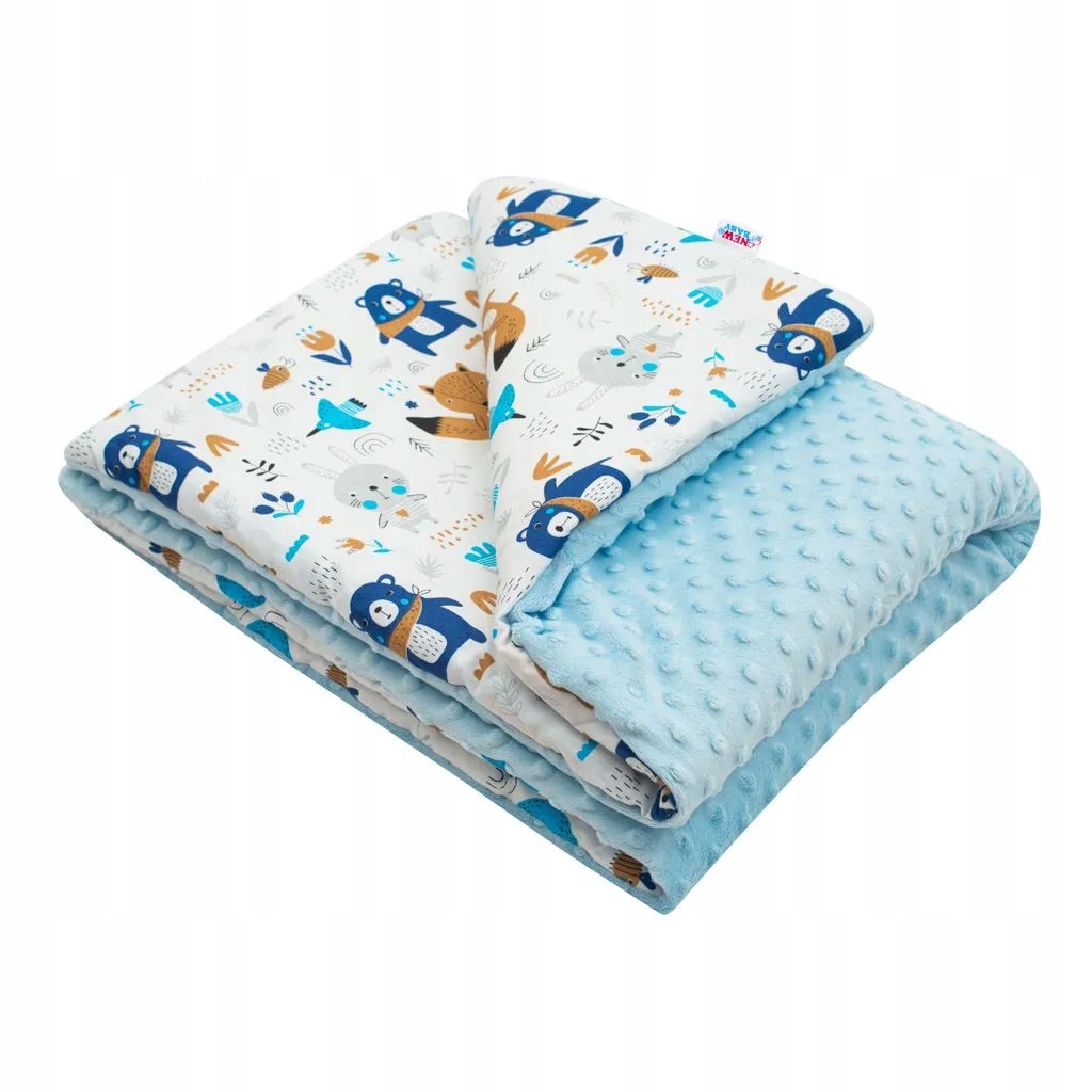 Detská deka z Minky s výplňou Medvedíky modrá 80x102 cm