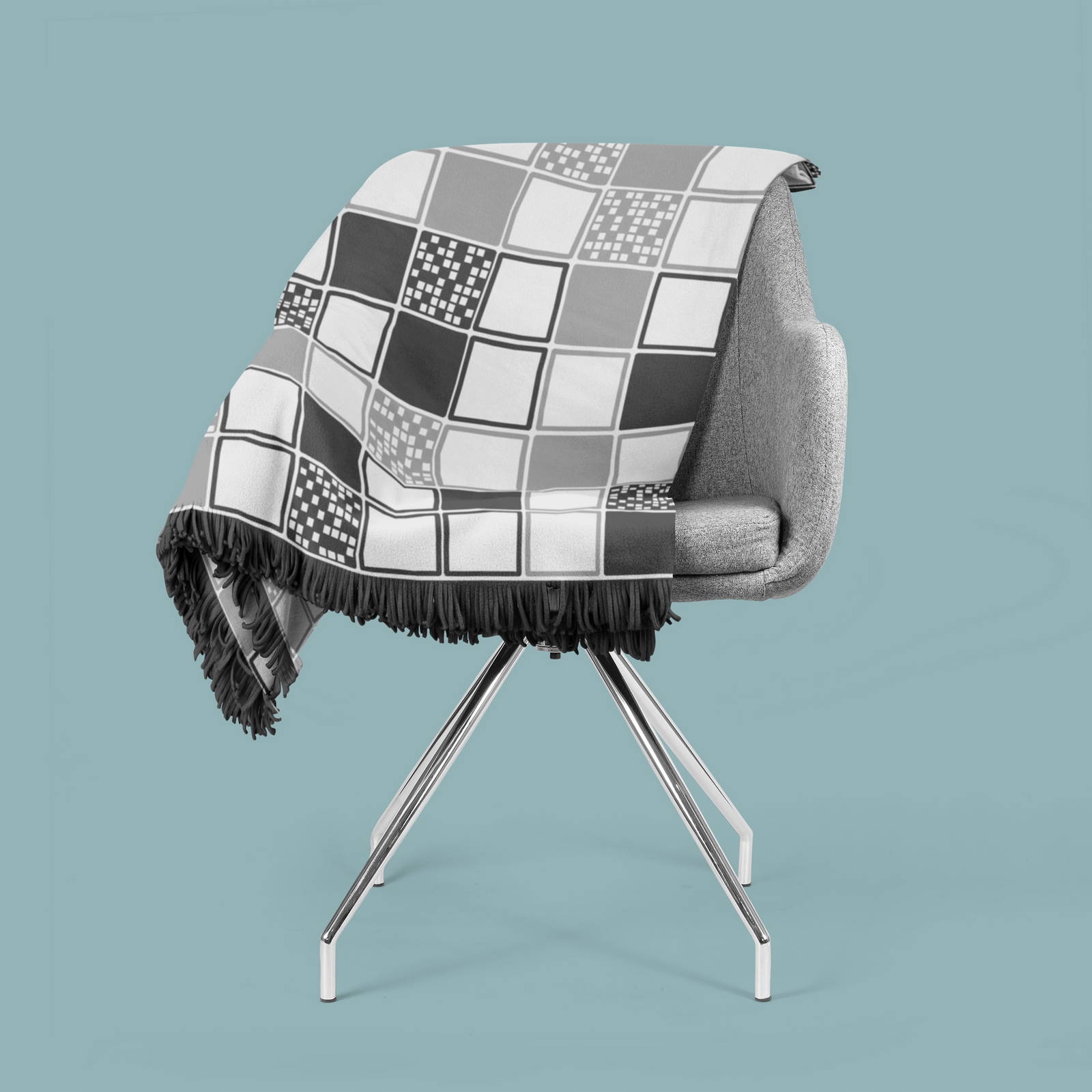 KOC 150x200 BAWEŁNIANY SZACHOWNICA INSPIRACJA