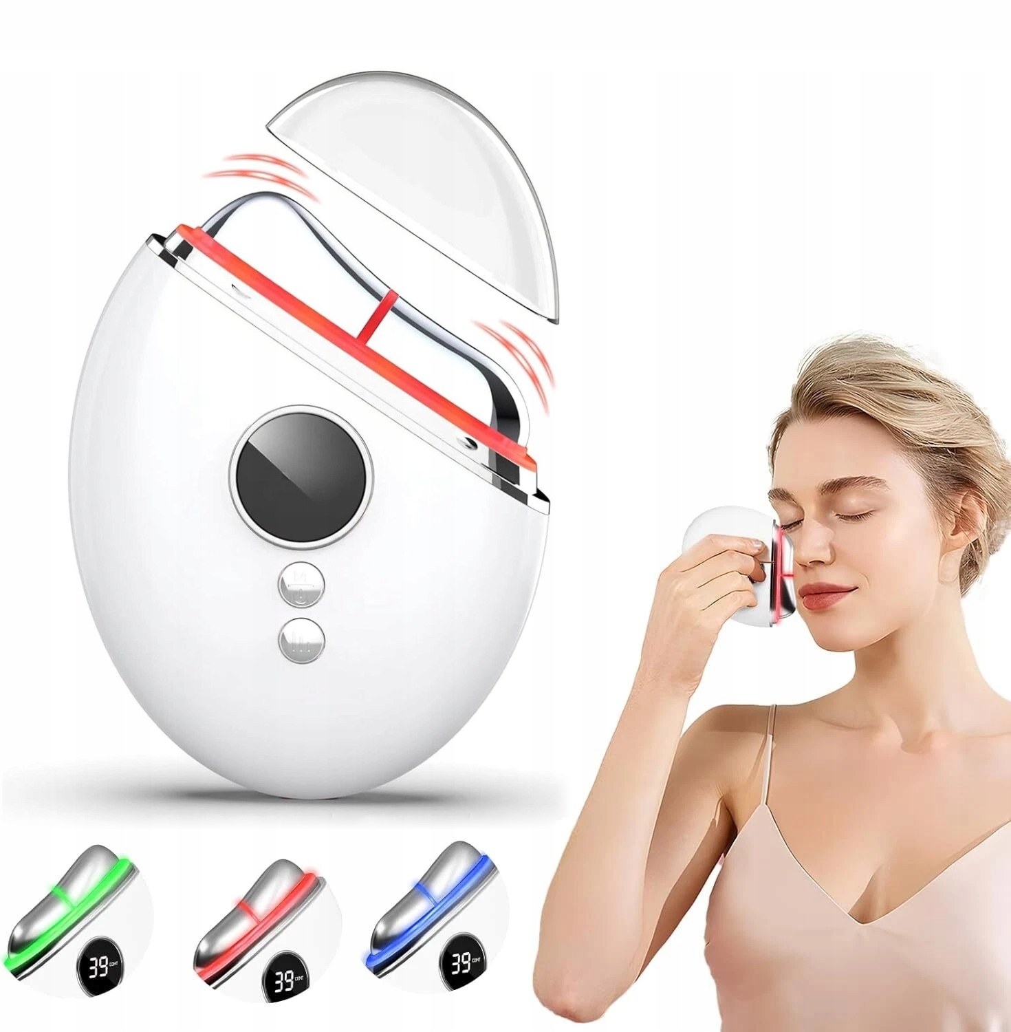 Přístroj Pro Masáž Obličeje Ems Gua Sha Led Světelná Terapie 3 Režimy