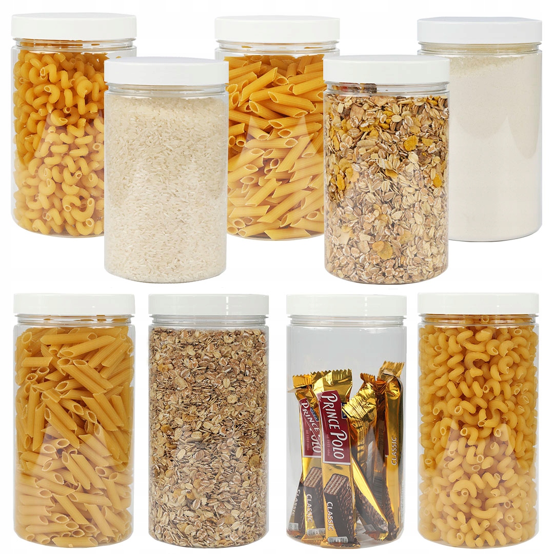 

Pojemniki słoiki plastikowe żywność Komplet 9 szt.