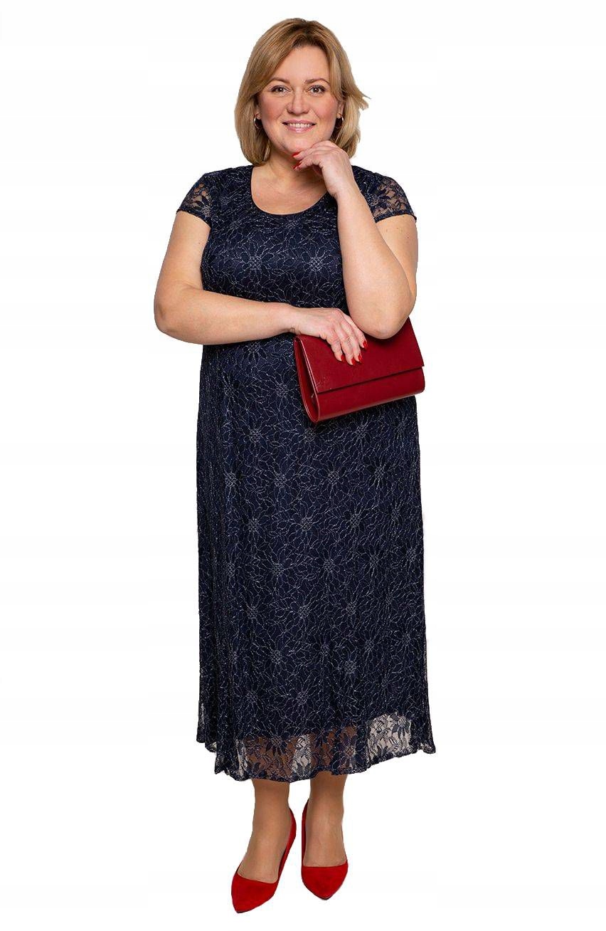 Dlouhá modrá šaty s postříbřenými květy 48