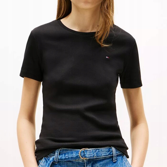 Tričko Tommy Hilfiger bavlněné, černé, klasické, S (nové)