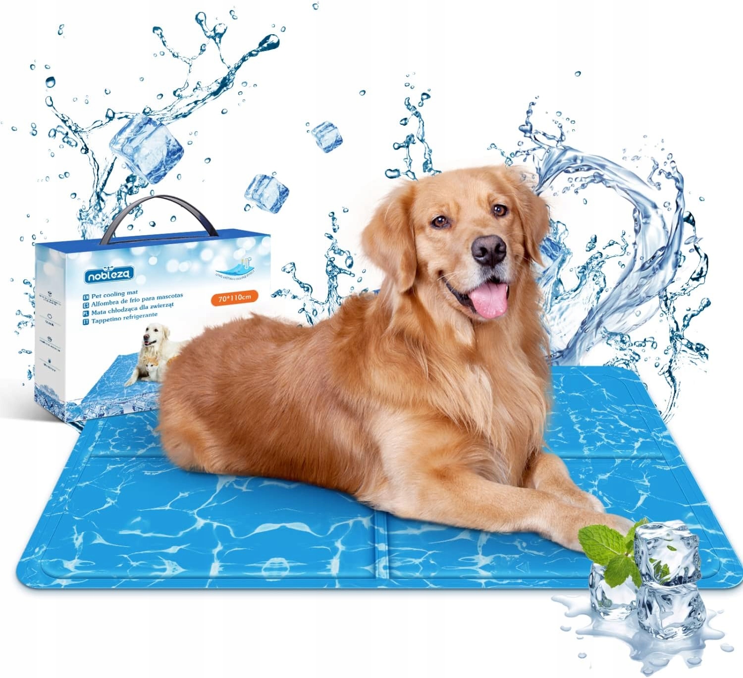 Chladicí podložka pro psa a kočku, 110 x 70 cm, modrá