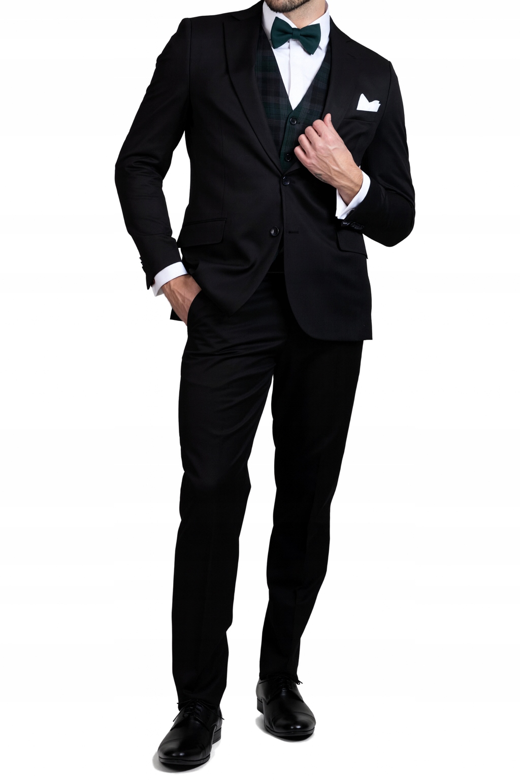 Pánský jednořadý oblek černý Slim Premium 182/124/110