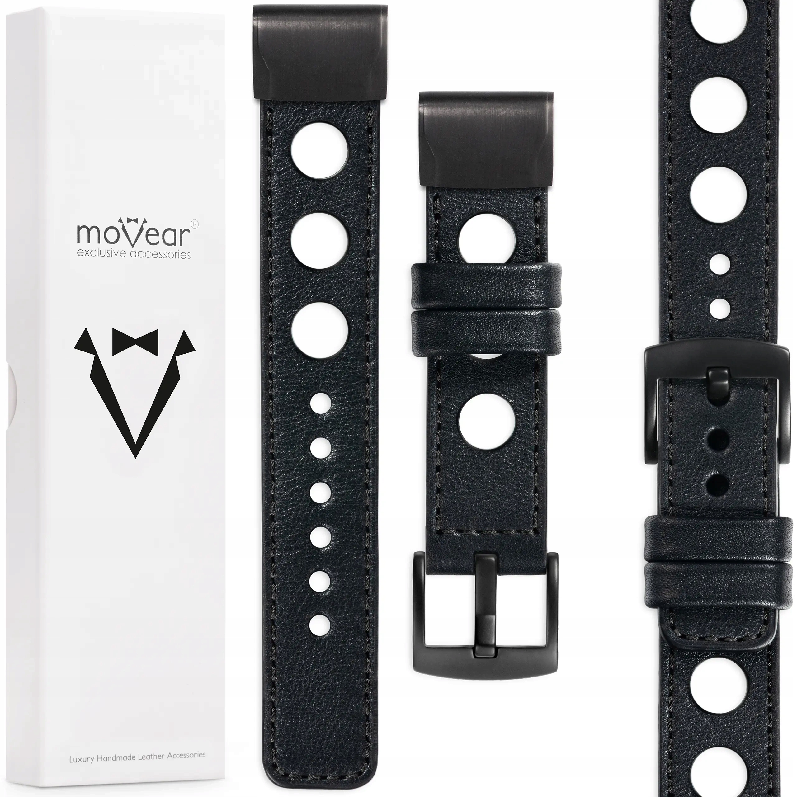 Prémiový kožený řemínek pro Garmin Fenix 8X 7X 6X 5X 3 QuickFit 26 Movear