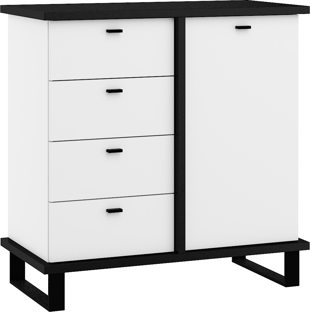 Komoda Cross CRO-04 černá matná bílá 90 cm