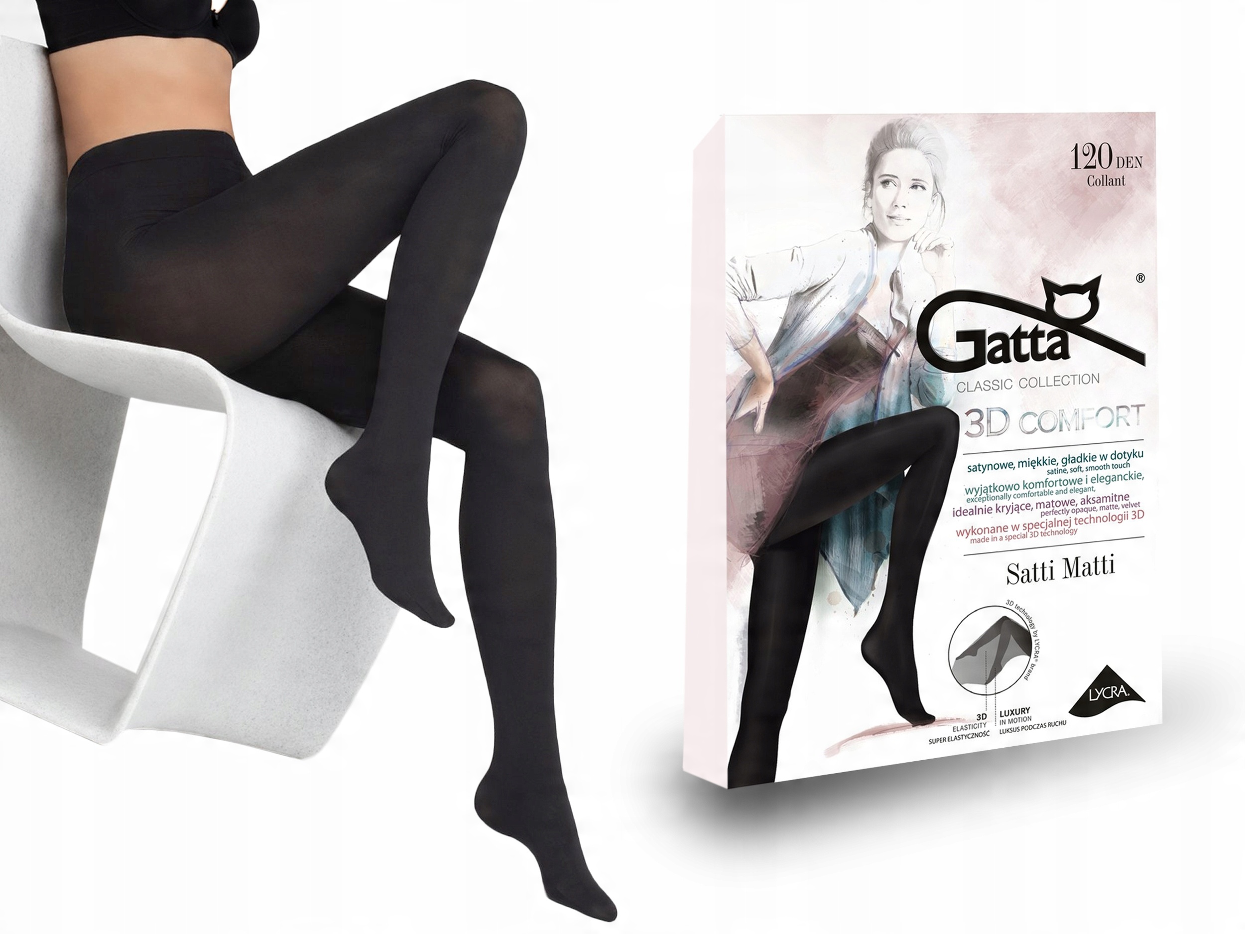 

Gatta rajstopy Satti Matti 120den lycra grafit 4-L