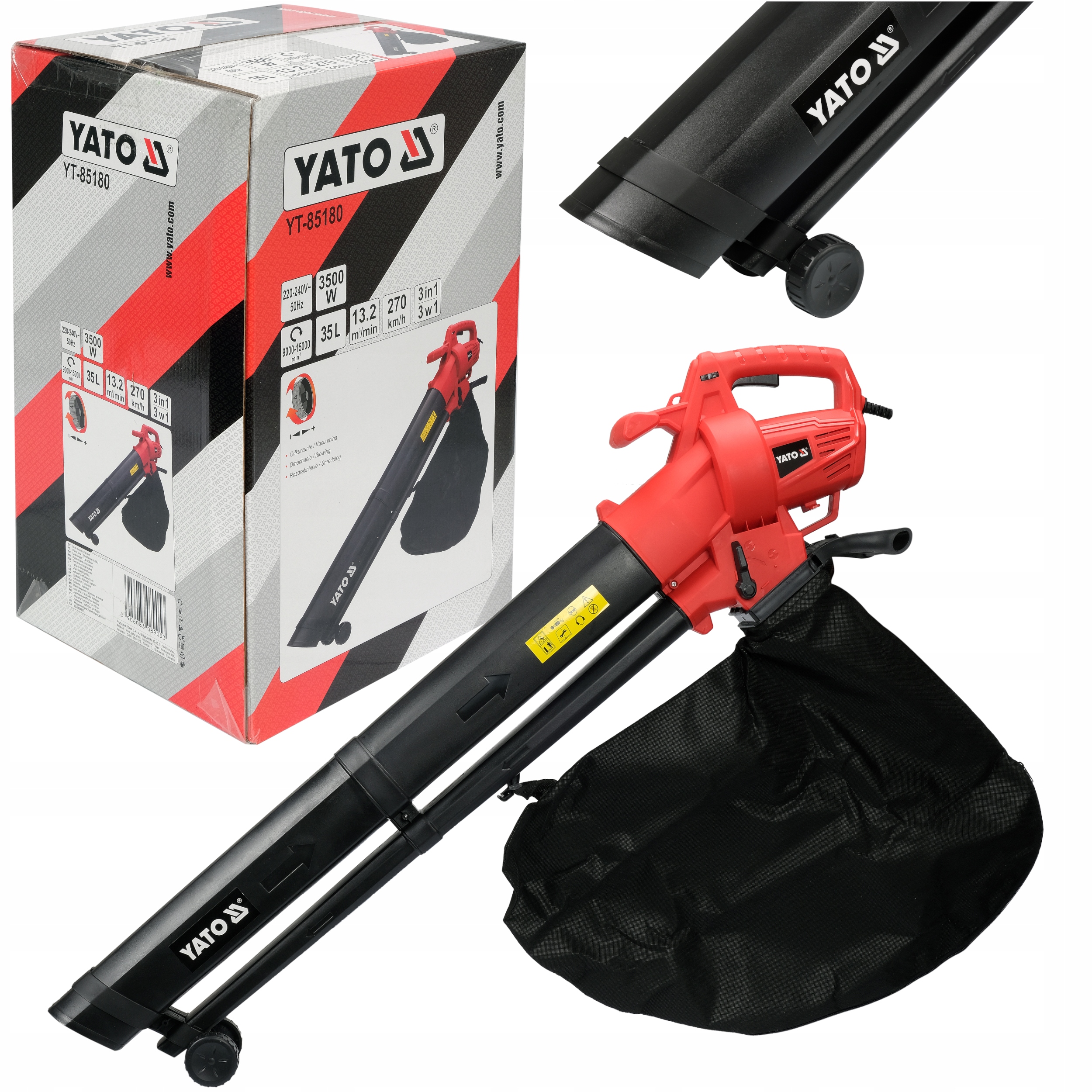 Yato Odkurzacz Ogrodowy Dmuchawa 3500W Do Liści Śniegu Z Rozdrabniaczem