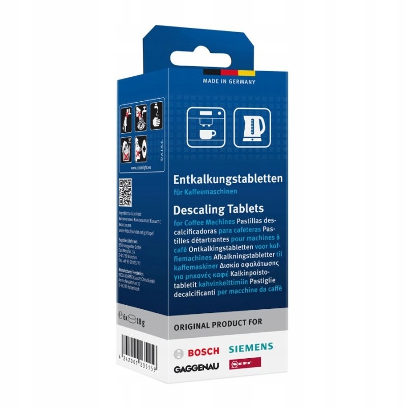 

Siemens Bosch tabletki odkamieniające 6x TZ60002