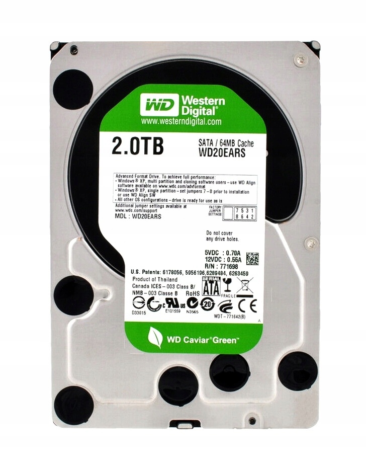 Dysk twardy Western Digital Caviar GreeN WD20EARS 2TB SATA II 3,5