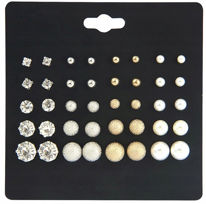 

Komplet kolczyków cyrkonie perły srebrne złote