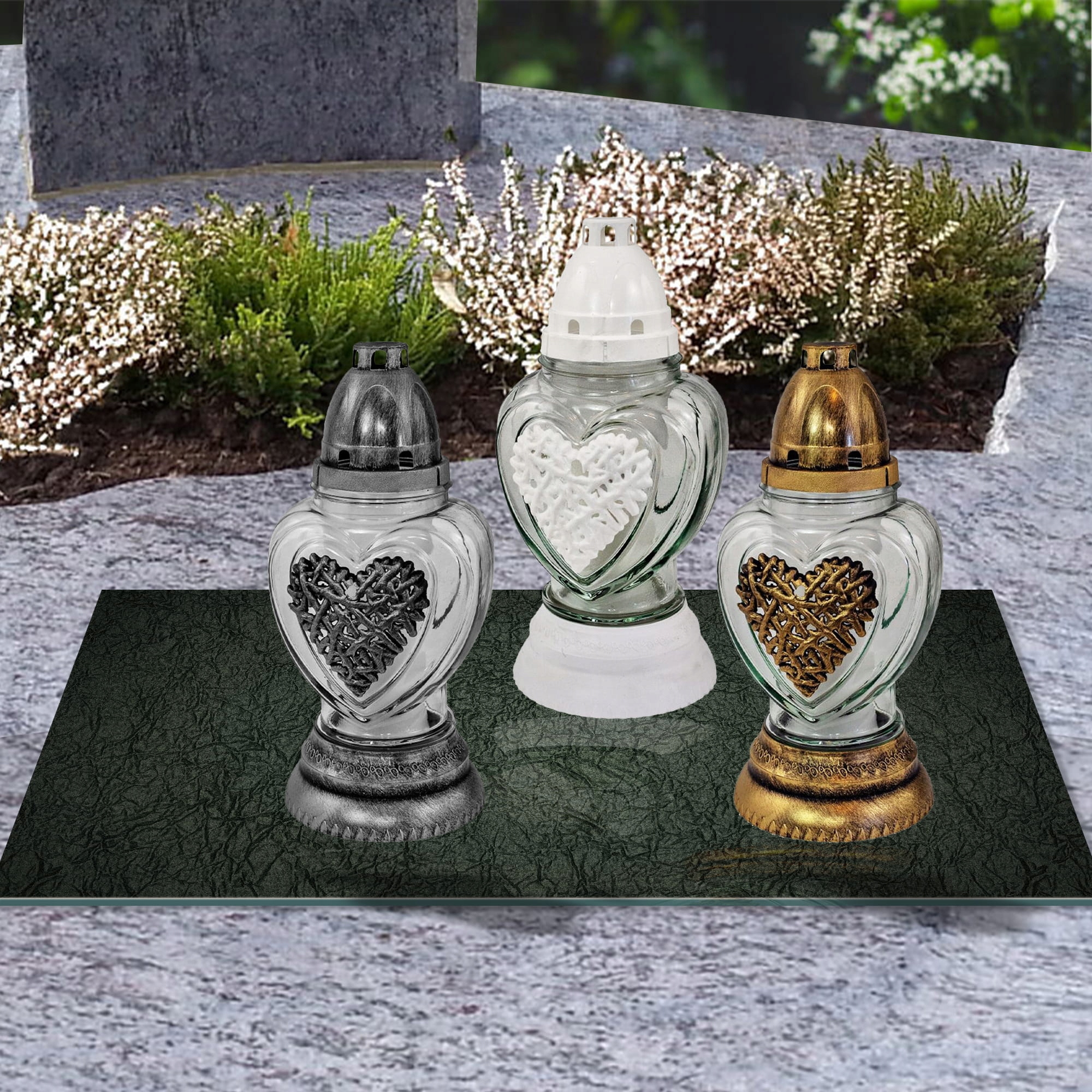 SZKLANA PODSTAWKA POD ZNICZE 60x30cm Zieleń 37d Materiał szkło hartowane