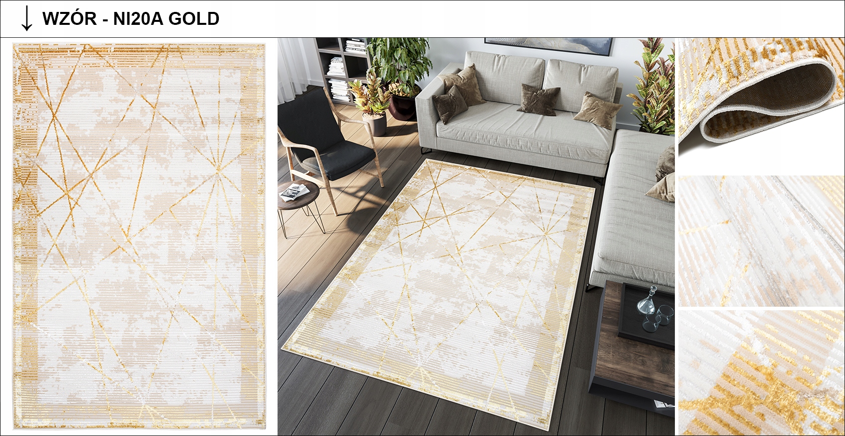 Dywan CRYSTAL 200x300 Z Połyskiem Nowoczesny Modny Miękki Różne Wzory Przeznaczenie do wnętrz