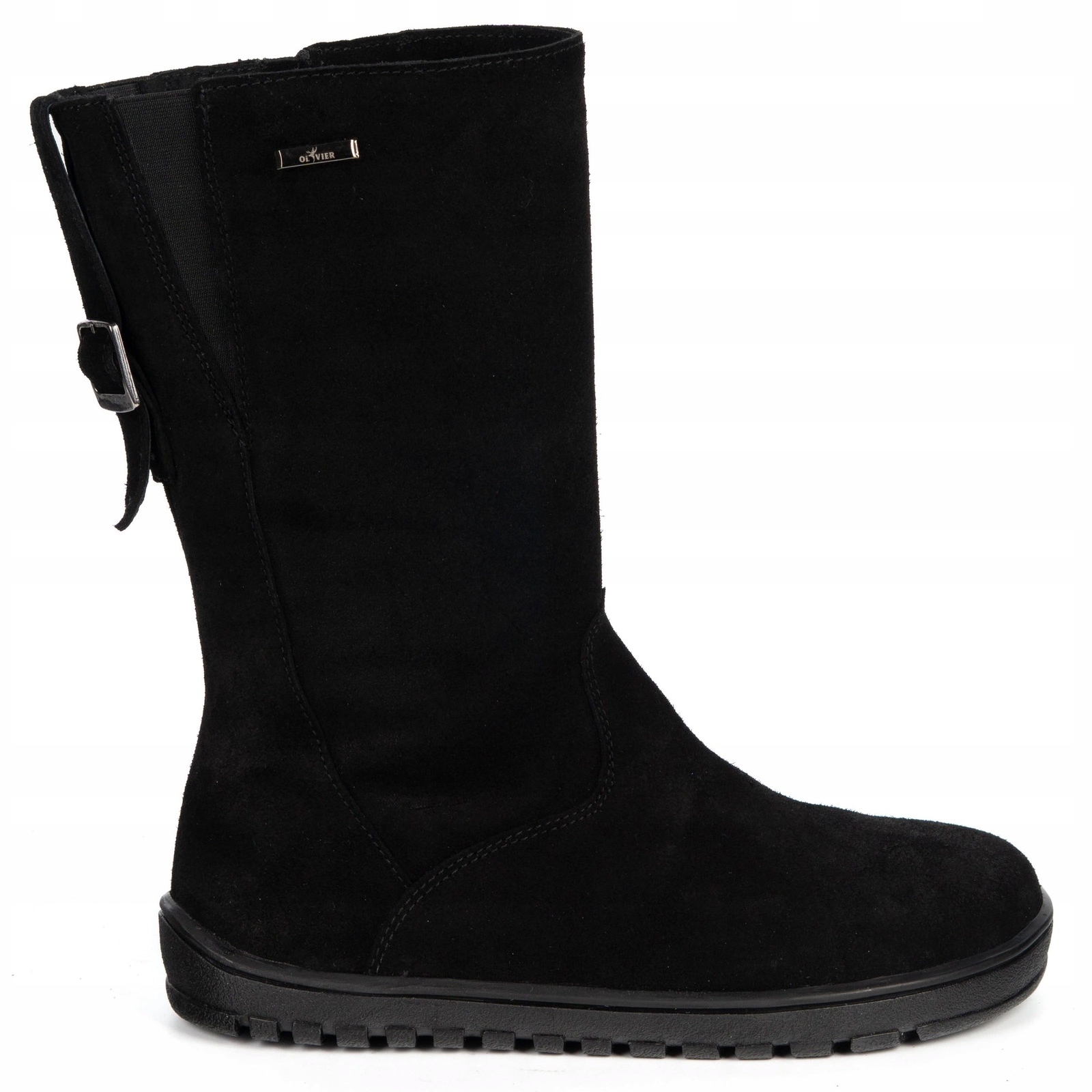 Dámské barefoot kozačky Vivian kožené do poloviny lýtka černé semišové 43