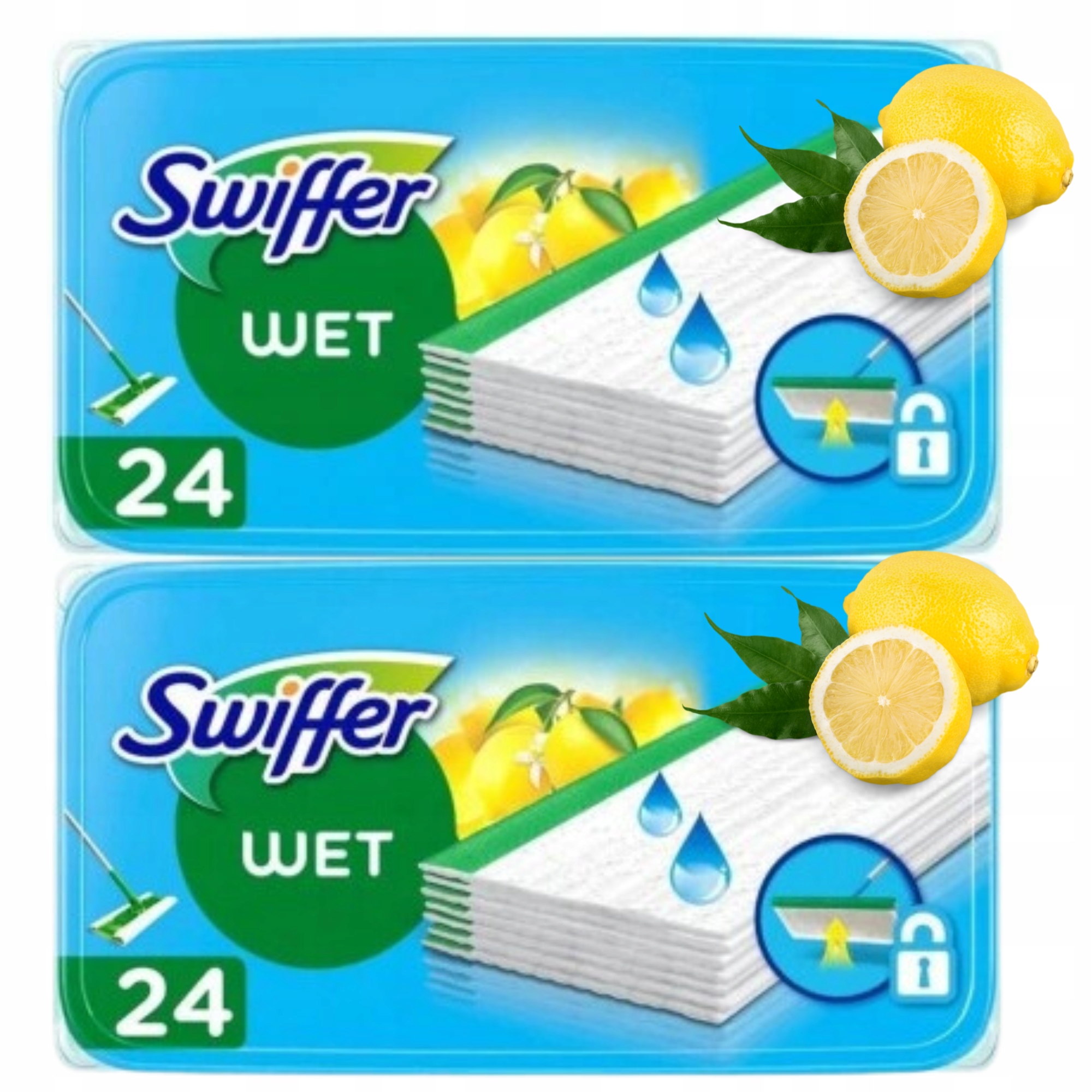 Levně Swiffer Mokré utěrky Náplně do mopu 2x24=48 kusů vůně citronu