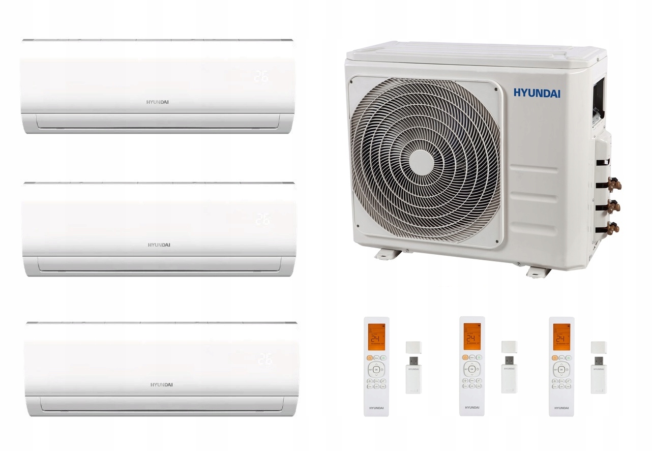 KLIMATYZATOR ZESTAW MULTI SPLIT HYUNDAI 3x 3,5 kW z WiFi + pakiet zimowy