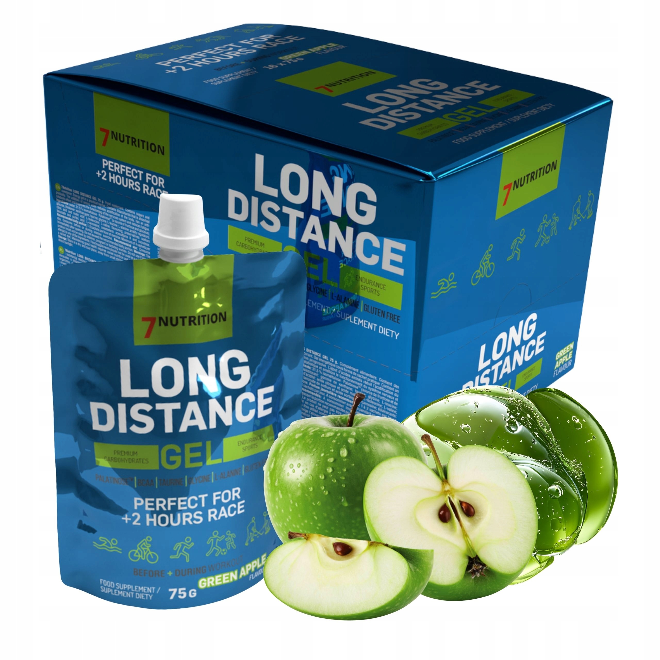 7Nutrition Long Distance Energetické gely bez kofeinu Palantylóza Bcaa x16