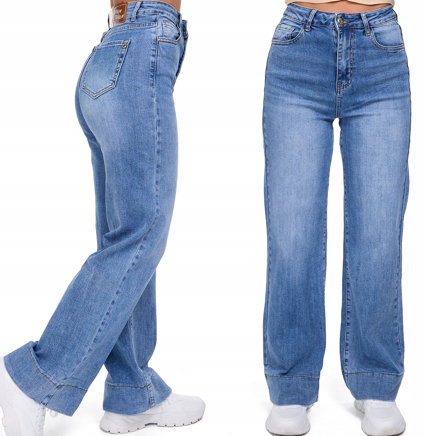 138__JEANSOWE Spodnie Szwedy M.sara Damskie Szerokie Nogawki Proste XL/42