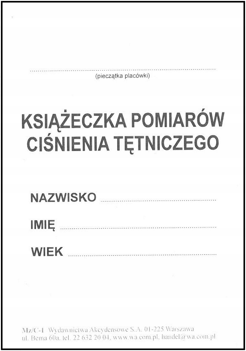 

Dzienniczek Pomiarów Ciśnienia Tętniczego