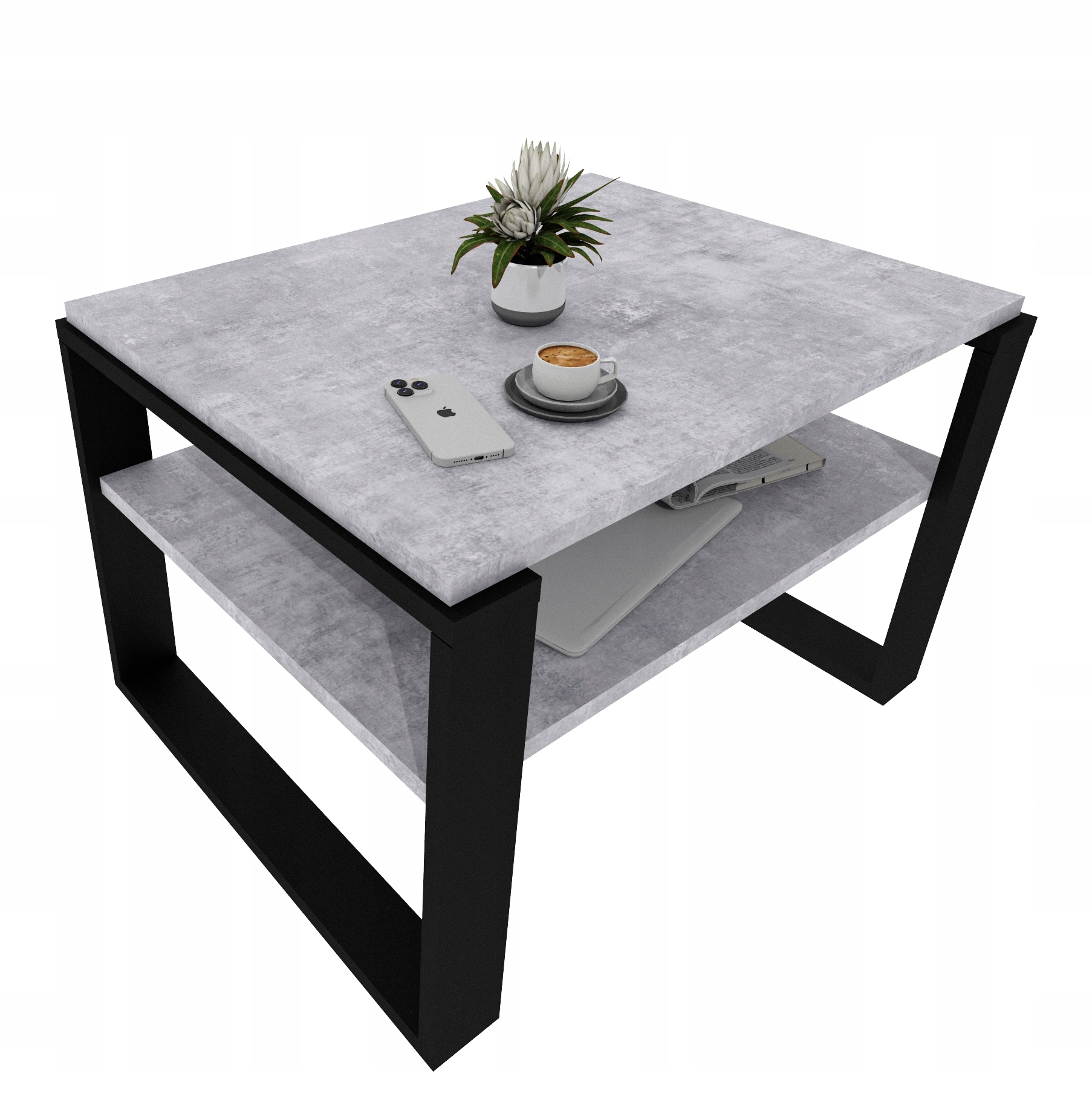 Konferenční stolek lavice stůl retro loft obývací pokoj pracovna beton kámen černý